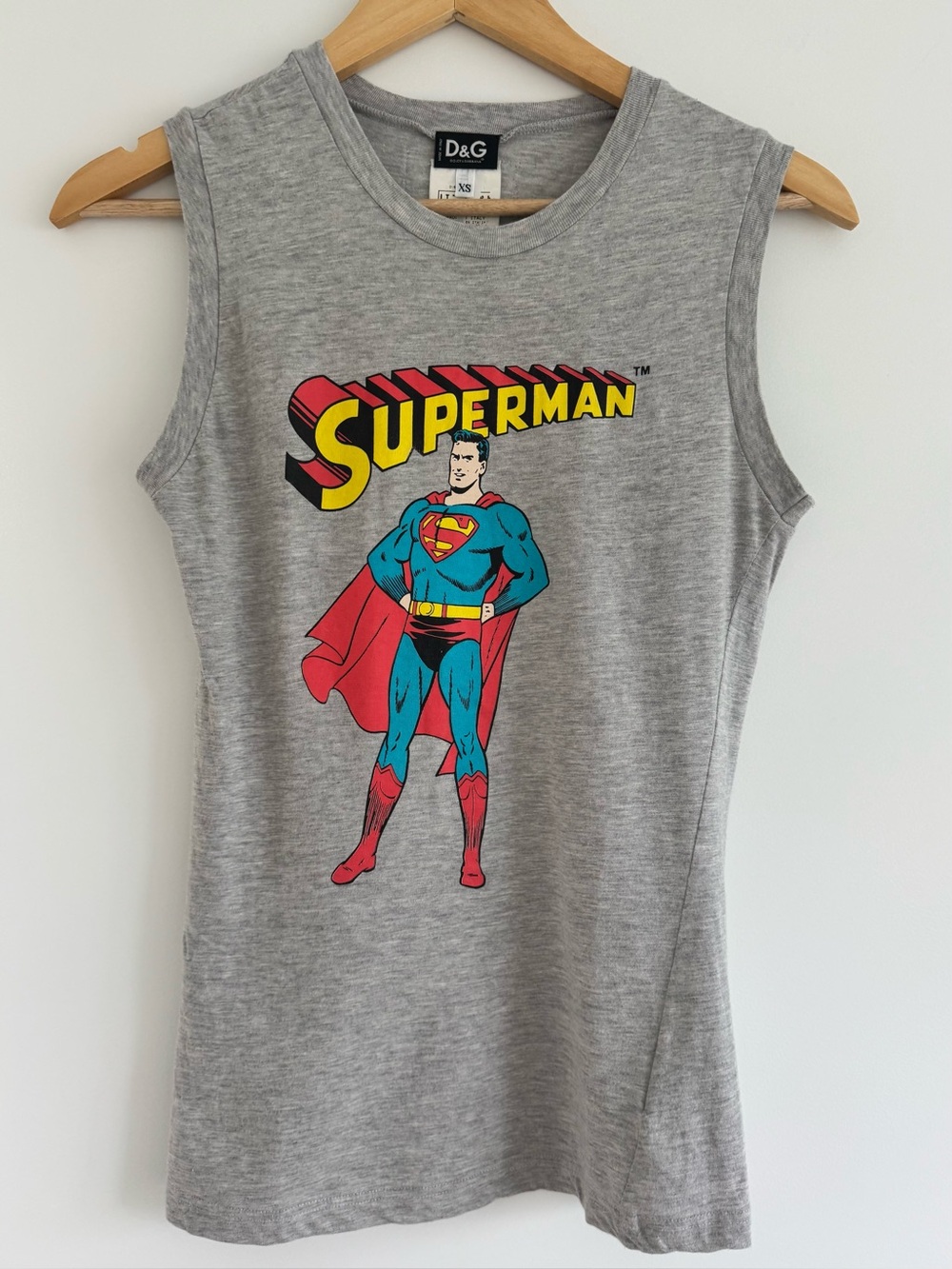 Dolce&Gabbana Vintage D&G Gray Superman DC Comics Graphic Tank Top Y2K